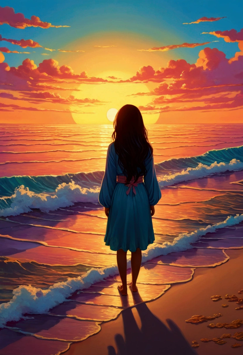 Ocean　Gazing at the Sunset　No-Face
