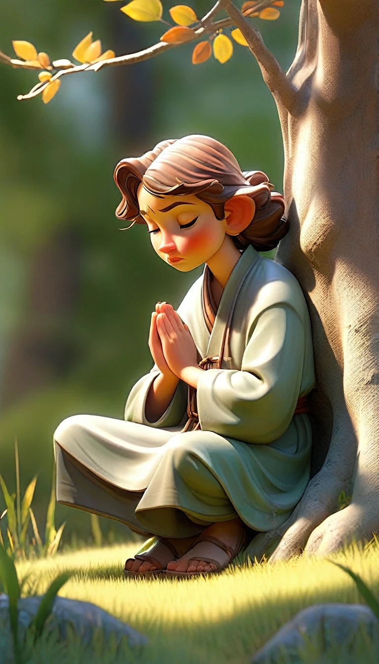 Sob a serene glass, on a peaceful day, a man kneels, in voracious prayer. Bible in hands, words of light, seek the comfort that faith always translates. The shadow of the tree, shelter and refreshment, a sacred encounter, an ethereal moment. With eyes closed and heart open, pray with fervor, look for the right path. Every leaf that falls, a divine whisper, guiding your words, showing the destination. On sacred ground, your soul surrenders, to God omnipresent, his life he extends. under the tree, symbol of life and shelter, a man and his faith, in an old dialogue. kneeling in prayer, her strength she renews.