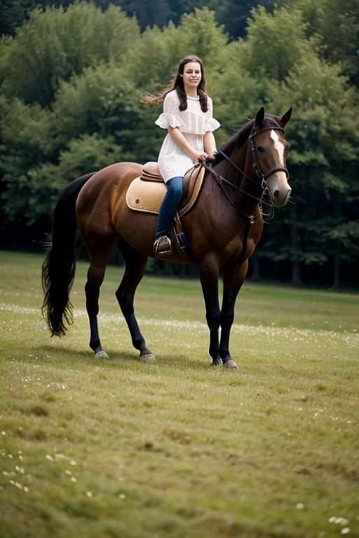 ((Best quality)), ( horse),( the forest) (A meadow),, (girl),