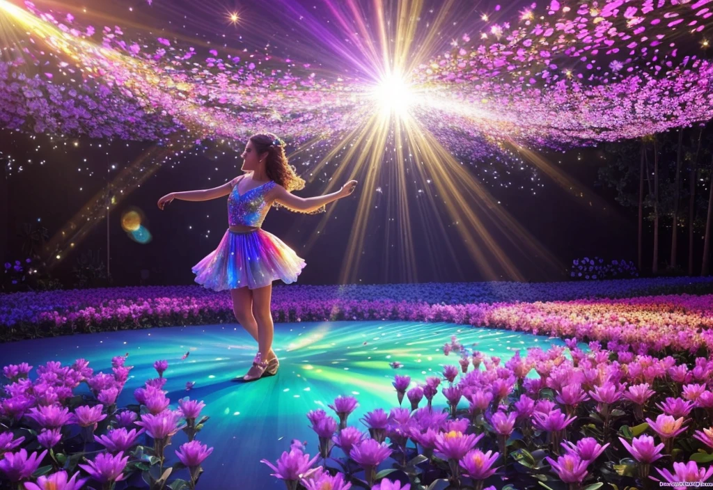 3d, a lot of flowers, webcam, holographic, iridicent, luminescence, transparent, sparkling, magic, wonderful, beautiful, colorful, alive, moving, flying, dancing, singing, joy, happiness, bright, sunny, warm, gentle light, love, nature, organic, realistic, vivid, high quality