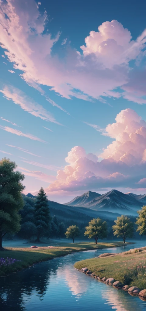 (magical pretty sky blue stream overlay scene), (sky), (clouds), soft lighting, clean background, beautiful sky scenery, masterpiece, high quality, beautiful graphics, high detail, artstation, sharp focus, inspiring 8k wallpaper,