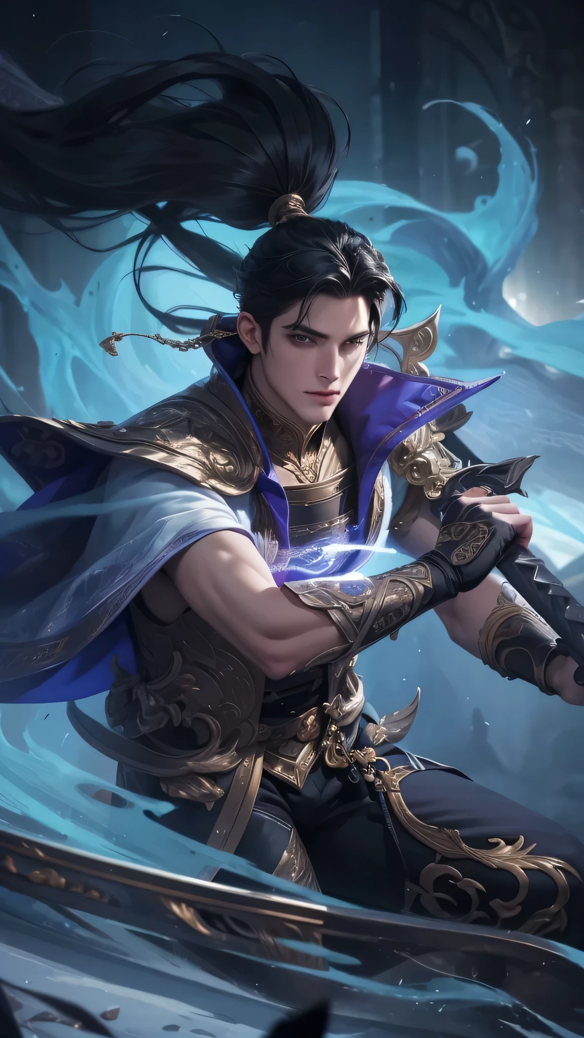 ((Best quality)), ((masterpiece)), (detailed), ((perfect face)), ((halfbody)) perfect proportions ,He is a handsome, 30 years old, short hair, there is a background of a detailed scenery with gnostic vibe ((perfect face)) detailed character, black hair