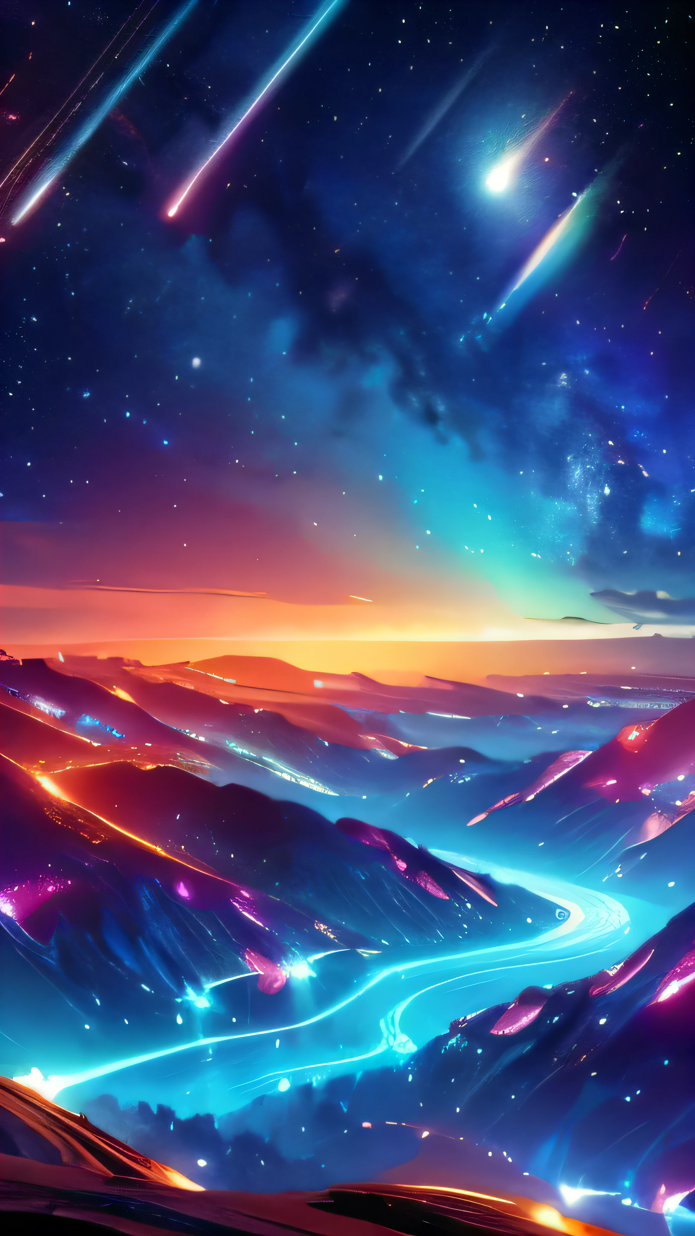 a stunning celestial landscape, a starry night sky, a breathtaking galaxy, a glowing nebula, a shimmering planet, detailed astronomy, cinematic lighting, intricate cosmic details, dramatic atmosphere, stunning depth of field, elegant composition, vibrant colors, dynamic celestial elements, digital art, 8k, photo-realistic, masterpiece