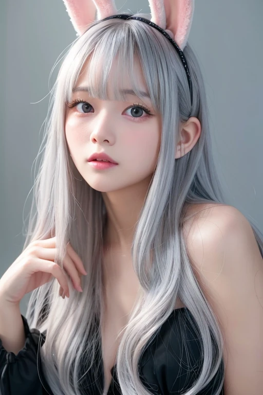 Silver Hair、Long Hair、Wavy Hair、With bangs、girl、((naked))(Bunny ears)(Rabbit's Tail)、Browsing Caution、bed、Dark Room、Night Room、Vagina Penis、Sex with a man、The boy above、Face to face、Sweat、Pussy juice、trembling、shortness of breath、Cum in pussy、Creampie、Excessive 、Cum on body、Lie in、Orgasm High Definition, masterpiece, accurate, Anatomically correct, Winner of numerous awards, 最高quality, detail, High-resolution model, 高いdetail, 高quality, quality, Retina, Very detailed, Textured skin, Ultra high definition, Leg spread
