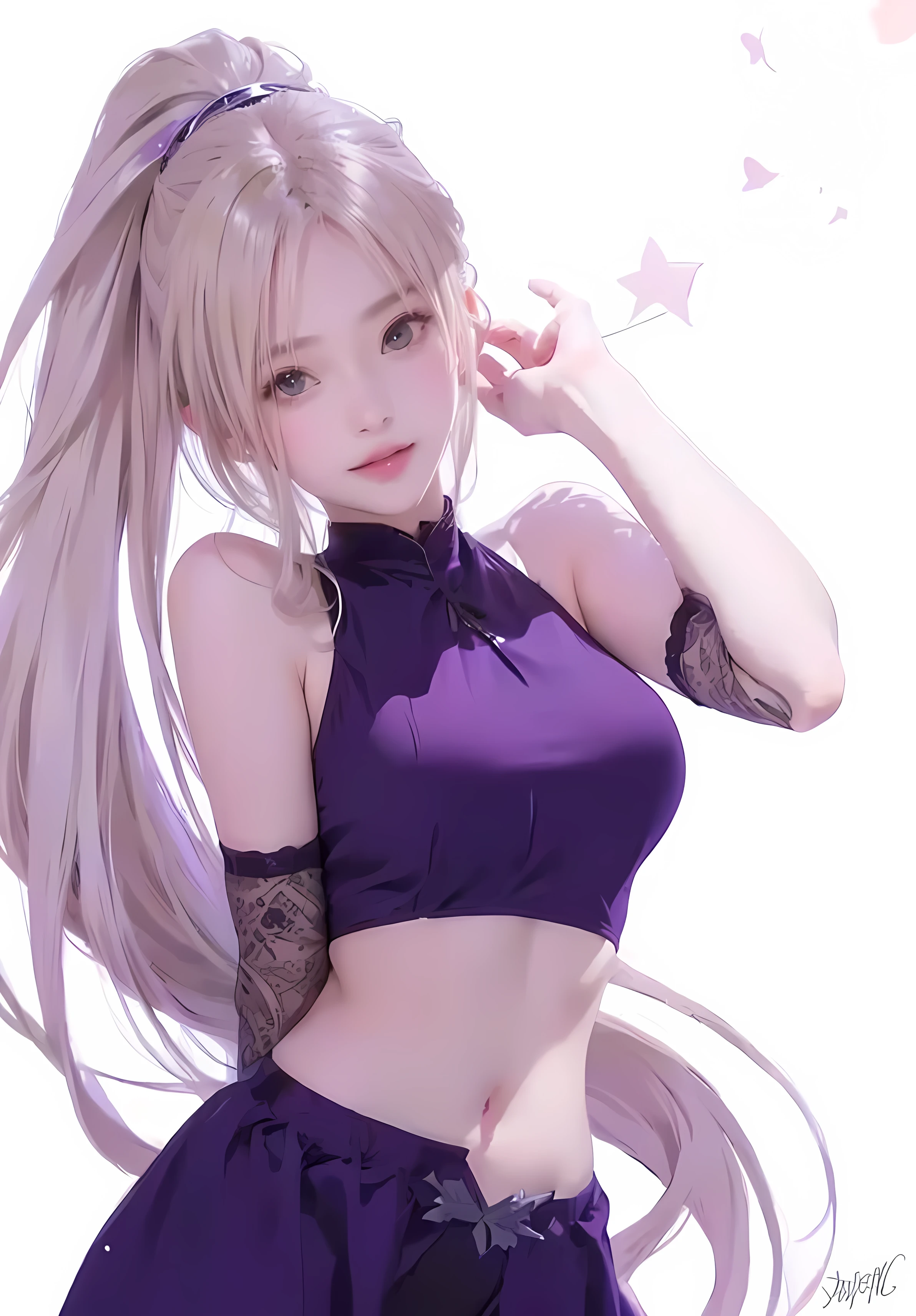 anime girl with long hair and a purple lingerie for a picture, big oppai, string bra, naked, seductive anime girl, blonde anime girl with long hair, (anime girl), anime girl with long hair, beautiful anime woman, inspired by INO, beautiful anime girl, anime best girl, anime style like fate/stay night, attractive anime girl, beautiful alluring anime woman, beautiful anime high school girl
