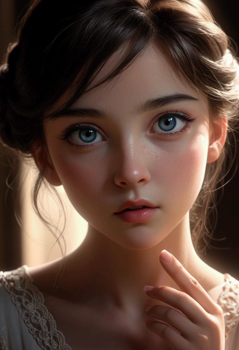 beautiful, masterpiece, Best Quality, ((pretty eyes), (delicate face)), hiqkgbody, animation, 1 girl, , Looking at the audience, intricate details,, ((Strong contrast between light and dark.)),, (5 fingers, good hand shape, 1.5)),
