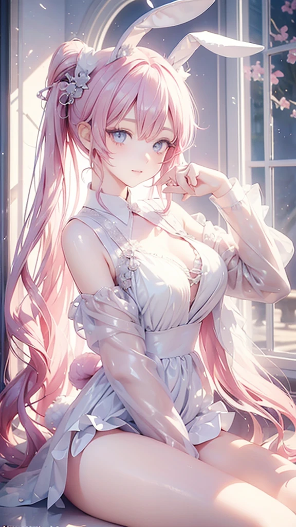 High resolution, masterpiece,Shikimori Michon, Pink Hair, alone, One Girl,outside,Detailed Background, fine grain, ((blue eyes))