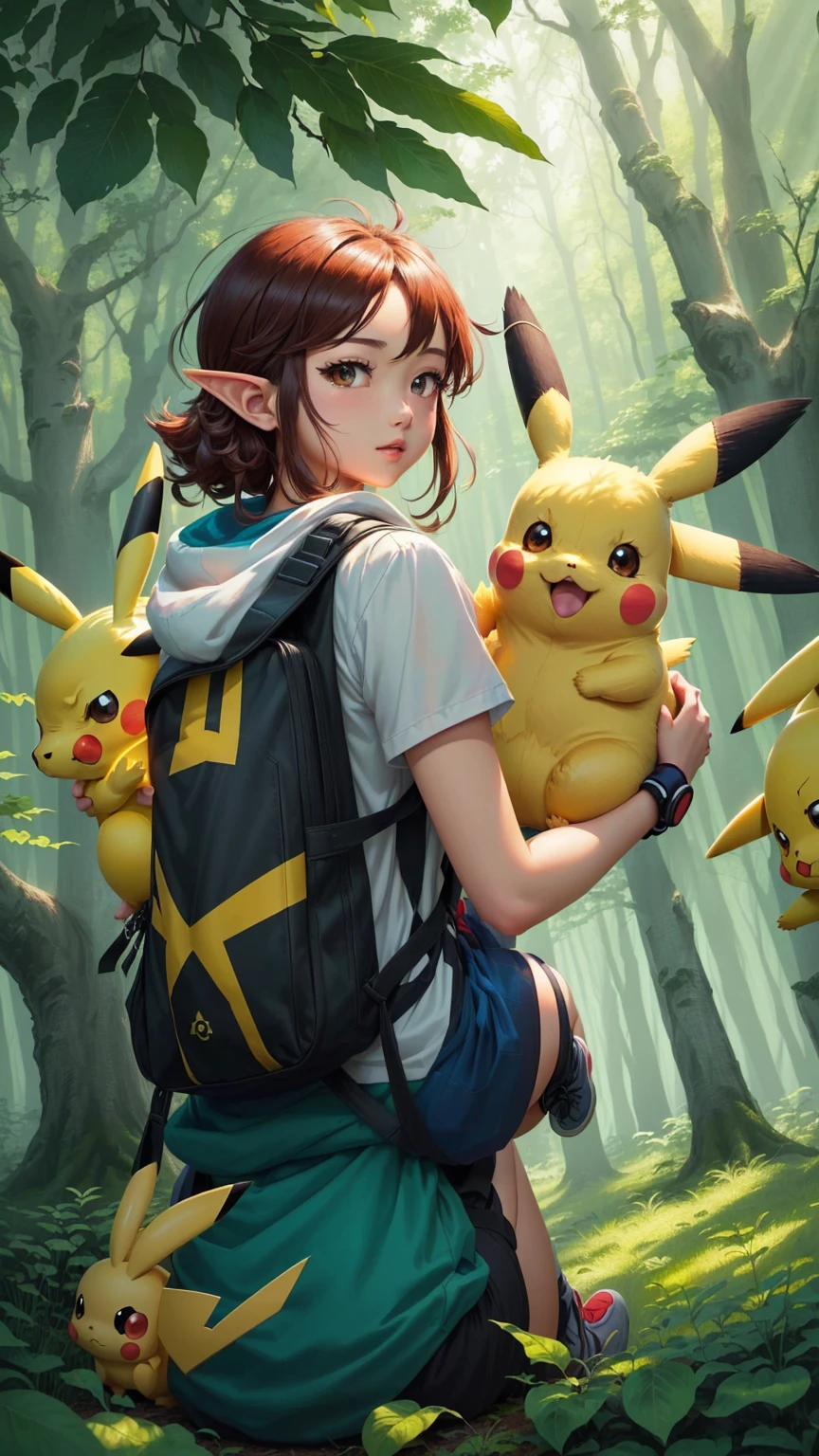 Pokemon is sitting in the forest、Pikachu in the forest, Illustration Pokemon, a Pikachu in the forest, Elf Art Style, Anime Rush John 8k Woods, Pokémon Trainer, Wild Pokémon, Elf anime style, Ash, High quality fan art, Official Art, Detailed fan art, Available in Pokémon Red and Blue, Anime Images, high detailed Official Artwork
夜空