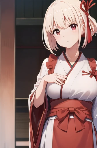 They haven&#39;t even toned it down, Nishikigi chisato, short hair, bangs, Blonde, (Red eyes:1.5), Hair Ribbon, One side up, Bobcut,
break japanese clothes, kimono, apron, Red ribbon, waitress, red kimono,
break outdoors, Athletics,
break looking at viewer, break (masterpiece:1.2), Highest quality, High resolution, unity 8k wallpaper, (figure:0.8), (Beautiful attention to detail:1.6), Highly detailed face, Perfect lighting, Highly detailed CG, (Perfect hands, Perfect Anatomy),Large Breasts
