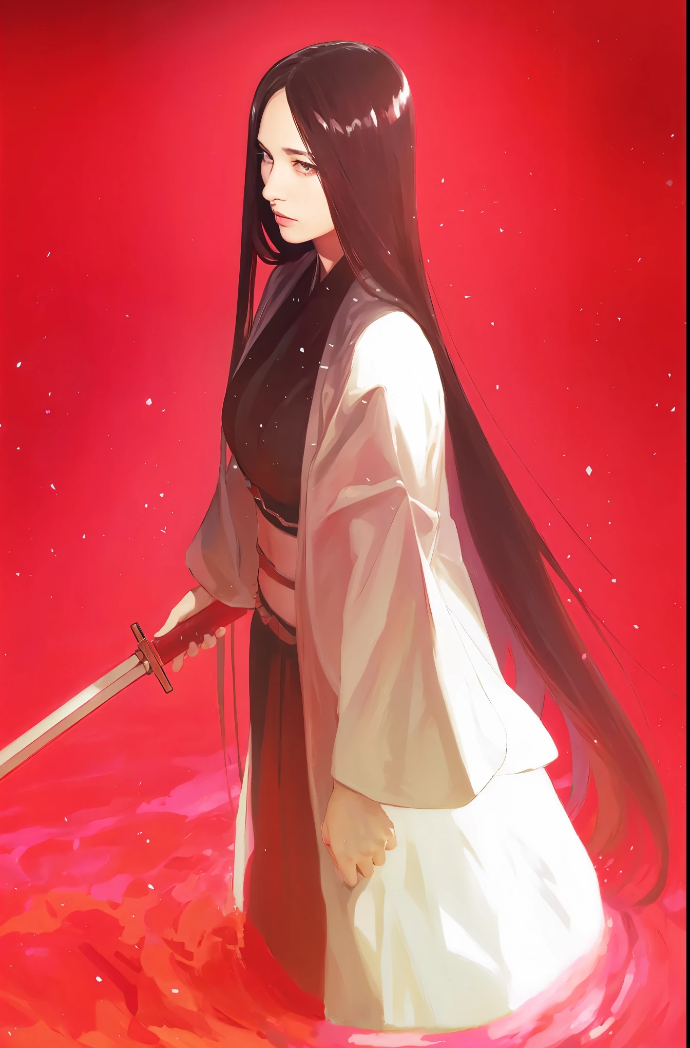 Holding a red lightsaber