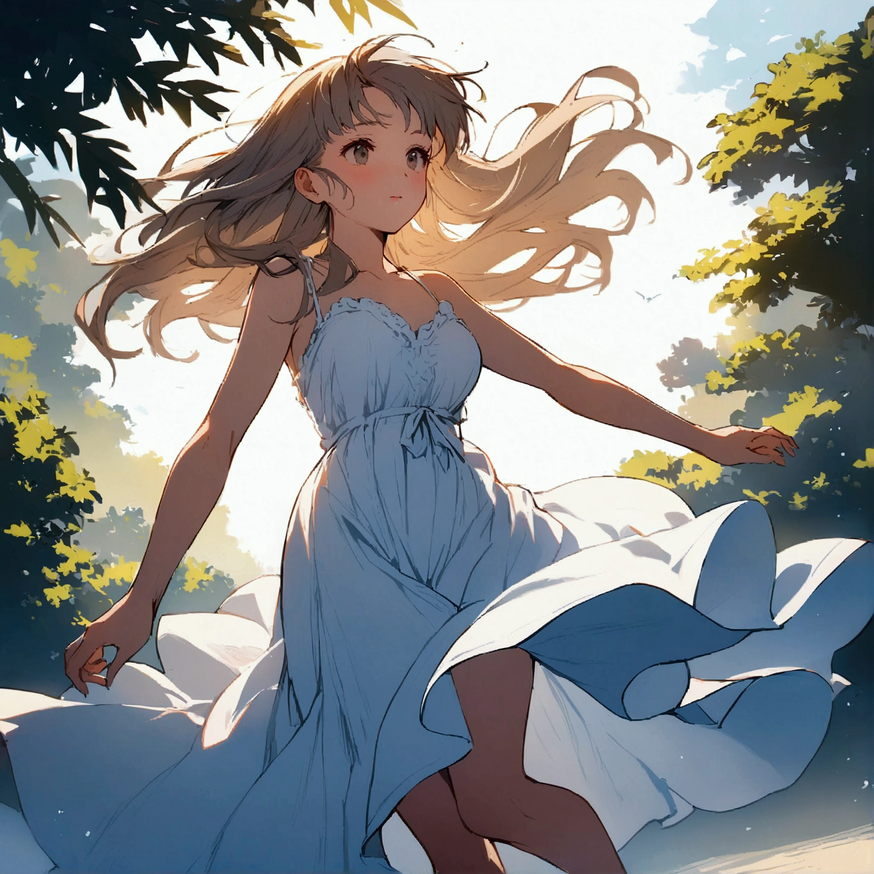 Summer, woman in white dress, nostalgic, fleeting