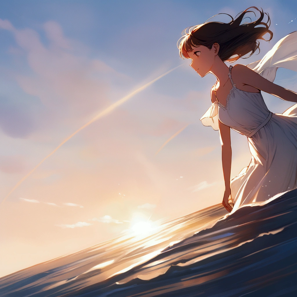 Summer, woman in white dress, nostalgic, fleeting