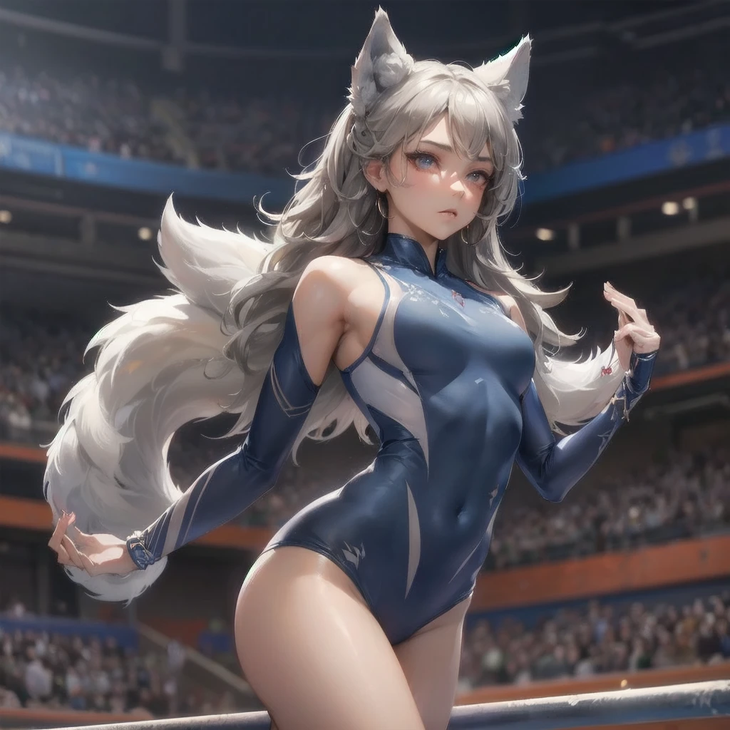 masterpiece, (textured skin), best quality, gorgeous beautiful, (a beautiful girl,wolf ears,wolf tail),detailed clothes,large breasts,narrow waist,, (beautiful face), cinematic lighting, (fantasy anime art ),