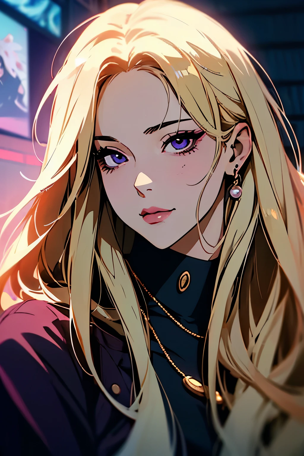 bishamon from noragami, ((garota de anime sentada com a praia ao fundo)), a garota do anime está agachada, com cabelo loiro, perfect cabelos dourados girl, o anime em destaque de hoje ainda, cabelos loiros, cabelos dourados compridos, cabelos esvoaçantes, cabelos anelados, garota anime loira com cabelo comprido, visual de anime de uma jovem, olhos roxos, de costas, a_painting_portrait_of_bishamon_from_noragami_A woman, strong, beautiful, with long wavy loiro hair , ((Uma garota)), (loiro) ,(trança de cabelo longo:1.3), purple eyes, um sorriso leve, rosto lindo , 30 anos , (figura esbelta , seios grandes) , _(((Obra de arte)))_(retrato)_luz difusa_sombras dinâmicas_foco nitído_realista_1girl_smiling_2d illustration_8k_Verão_lascivo_grão de filme_Ilford HP5_80mm_big hair_ (masutepiece: 1.3), (max resolution: 1.2), (Ultra HDTV: 1.2), cinematric light, Ultra HDTV, (Detailed eyes and skin), (detailed facial features), nffsw, 8K resolution, Sharp Focus: 1.2, Perfect Style, Beautiful face, Perfect body, precise, Anatomically correct, Highly detailed face and skin texture, Detailed eyes, purple eyes, Double eyelids, Thin eyebrows, Glitter Eyeliner: 1.2, Natural cheeks, Glossy skin, Fair skin: 1.2, shiny little necklace and earrings, (Glossy lips: 1.4), BREAK, One-person viewpoint, (Seductive smile: 1.2), ((a Innocent and cute girl:1.3)), (very Long Wave Hair), (Blond hair:1.2), (Cowboy Shot: 1.2), BREAK, ((Very intimate relationships: 1.2)), medium large breasts, ((Looking at Viewer:1.2)), longo cabelo voando ao vento, golden hour