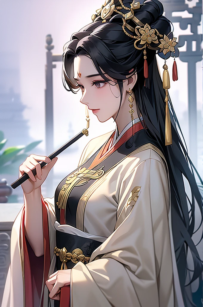 Black Hair, Immortal, Royal sister, Stepmother, Gold Robe, Taoist robe, Chinese style, Hair Bunch