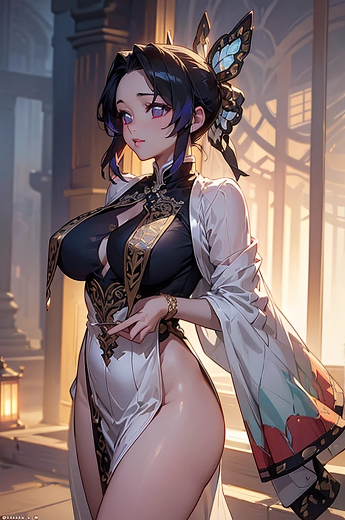 (((beautiful))), Brest curtain, China dress, Open clothes, Huge breasts, ((((Glowing Skin))), (((Intricate details))), High resolution, ((Intricate details, Ultra-detailed)), Cinematic shots, Walking the Streets