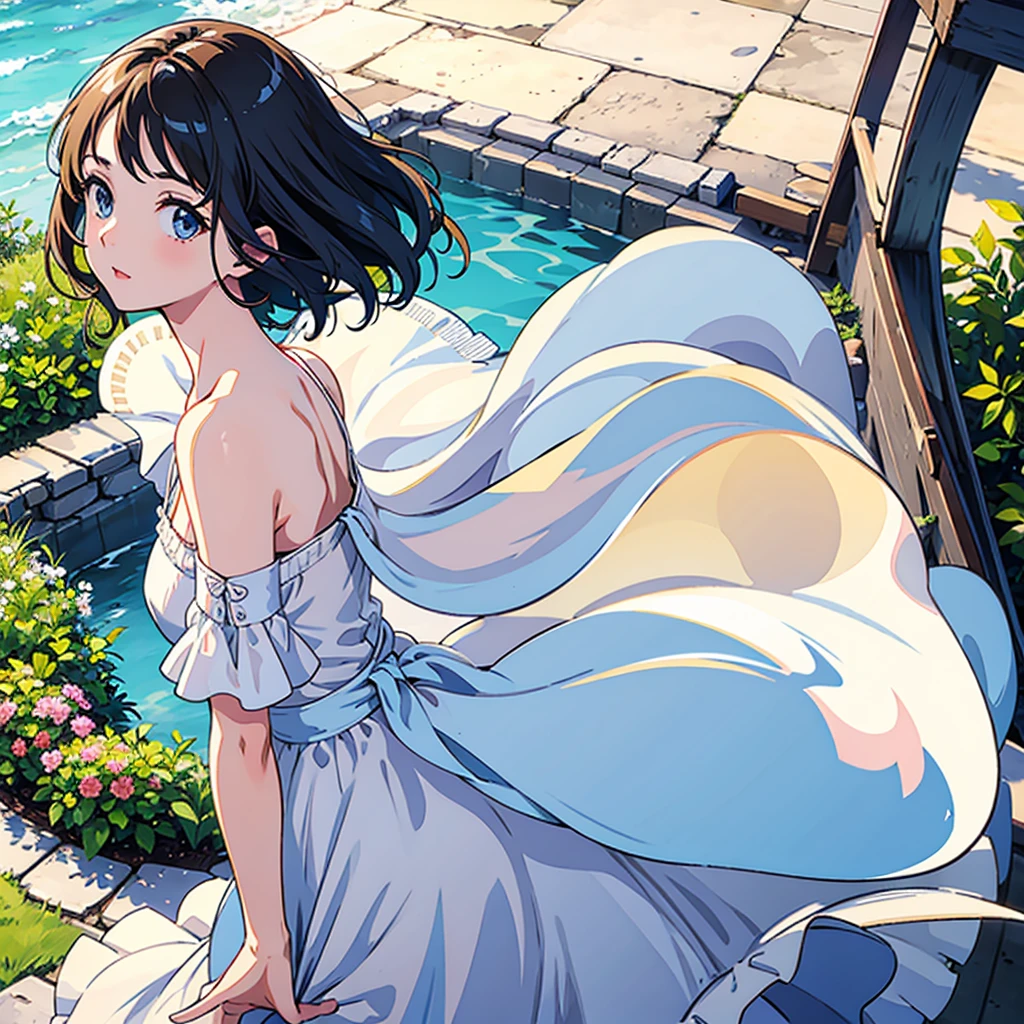 Summer, woman in white dress, nostalgic, fleeting