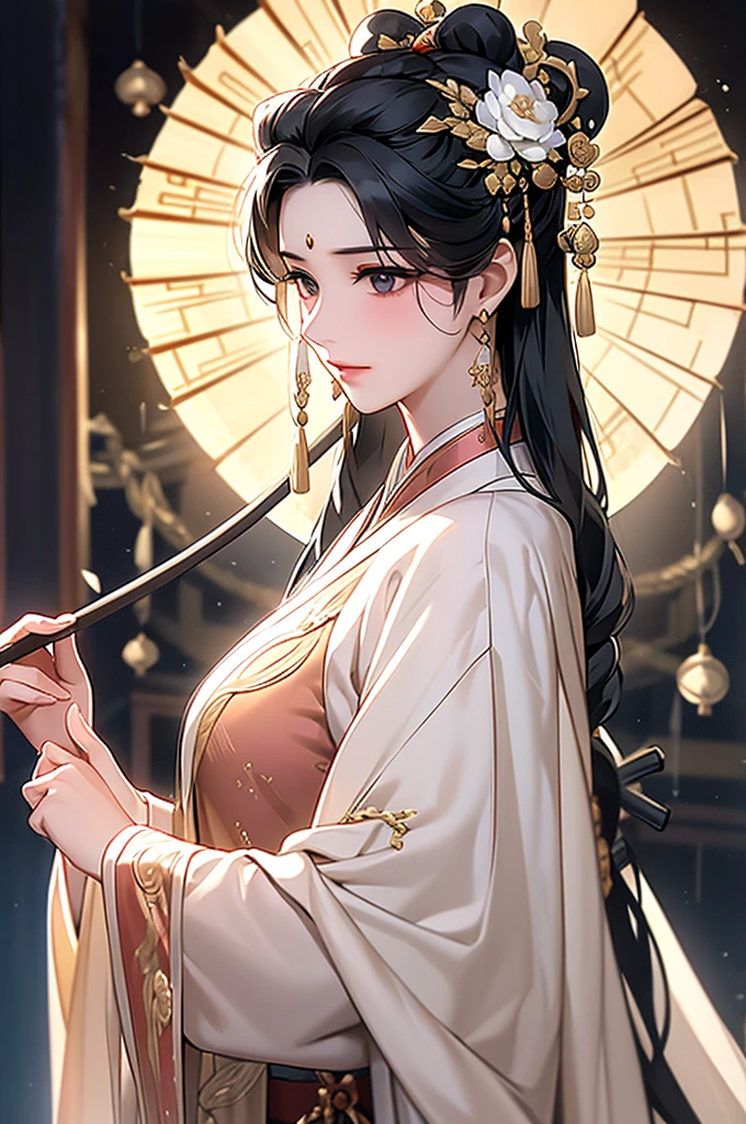 Black Hair, Immortal, Royal sister, Stepmother, Gold Robe, Taoist robe, Chinese style, Hair Bunch, light blush