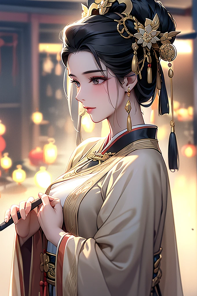 Black Hair, Immortal, Royal sister, Stepmother, Gold Robe, Taoist robe, Chinese style, Hair Bunch, light blush
