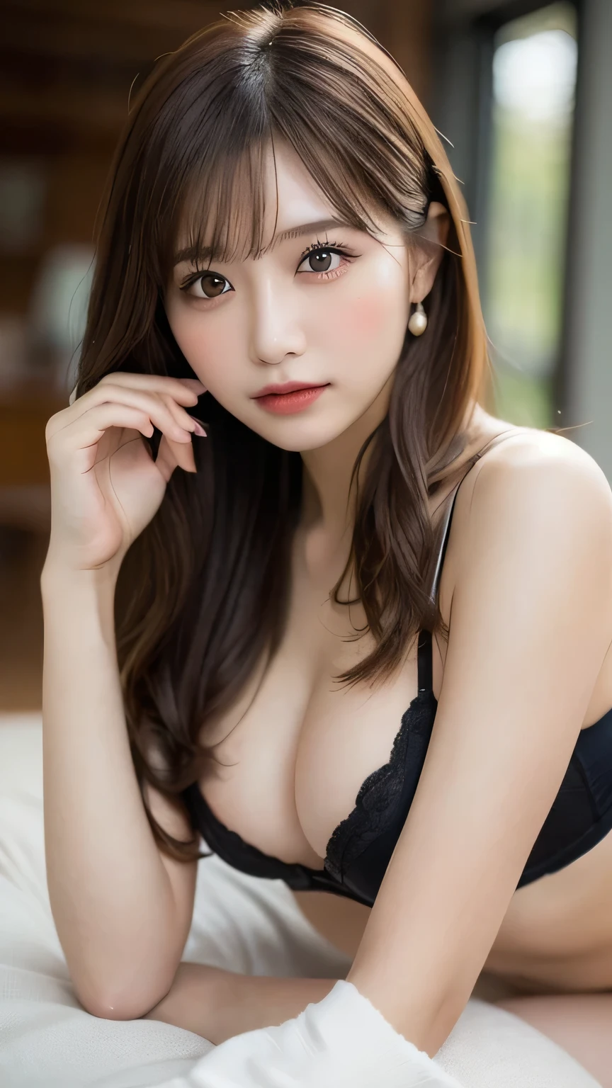 ultra realistic, photography, long red hair, girl, 24 years old, hourglass figure, perfect body, Flirty look, extremely detailed artgerm, in the style artgerm, small breasts, facing the camera, lens 35 mm, blur background, ( Lying seductive pose ) ,( Beautiful, Beautiful bulging eyes , Long eyelashes, Fleshy nose shape, Simple And Elegant Twisted Topknot Hair!), ( skinny body, Wide shoulders), ( Wearing Unbuttoned "College-girl" uniform Tight bra High socks) ,Highly detailed and sharp eyes, ( 8k ,ultra realistic , sharp focus ,perfect lighting, insane detailed photo, professional photography, skin texture:1.1, best quality, ultra high res, Nikon D850, film grain, warm hue, warm tone, color photo, Adult photography).