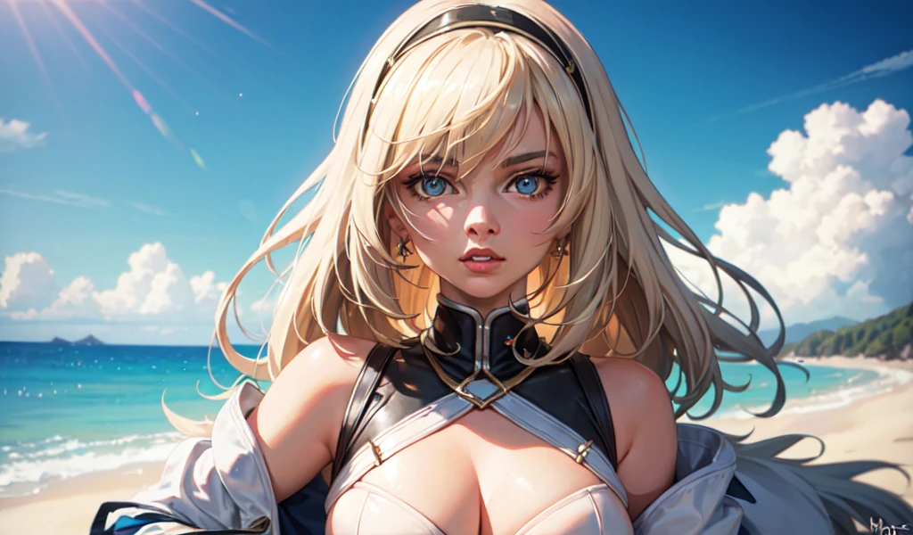(8k, Highest quality, Highest quality, masterpiece, Very detailed: 1.2), 1 girl, Upper Body, The woman looks like this (Margot Robbie), In my boyfriend&#39;s shirt and pants, (Naked Shirt, Shirt Jerk), shy, Half-laugh, midi , From below, Kenma Hairstyling