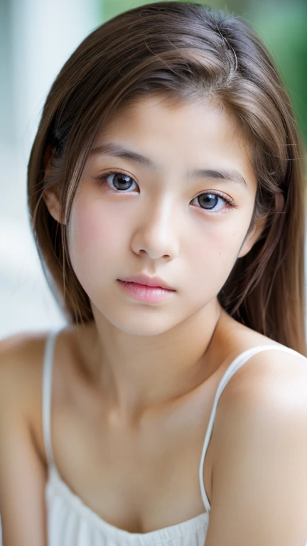 lens: 135mm f1.8, (Highest quality), (Beautiful 14 year old Japanese girl), (Moisturized lips), Narrow eyes, double eyelid, Delicate clavicle, Flat Chest , I&#39;m ashamed of my smallness, Underdeveloped breasts, smile, (Spotted sunlight: 1.2), Professional Lighting, (Petite figure), (Sunburned skin: 0.2), Full body photo, Full Body Focus, (Standing posture)、A proper honor student、Slender body、(A wearing a navy blue blazer:1.5)、boyish, Putting very short hair into a ponytail、Stylish white bedroom、Ribbon on chest、Sweep all your hair back、Crouching with rope、Round 1,(((Completely naked))),  The gesture of taking off a blazer、Tied up with hemp rope、Artistically bound