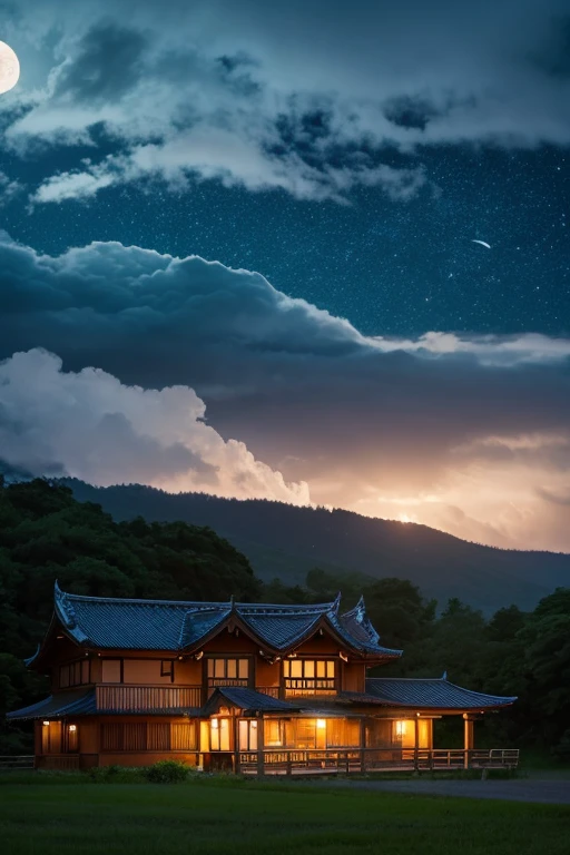 「**Summer nights Although it is still evening Dawn Somewhere in the Clouds Moon Inn Ruramu」