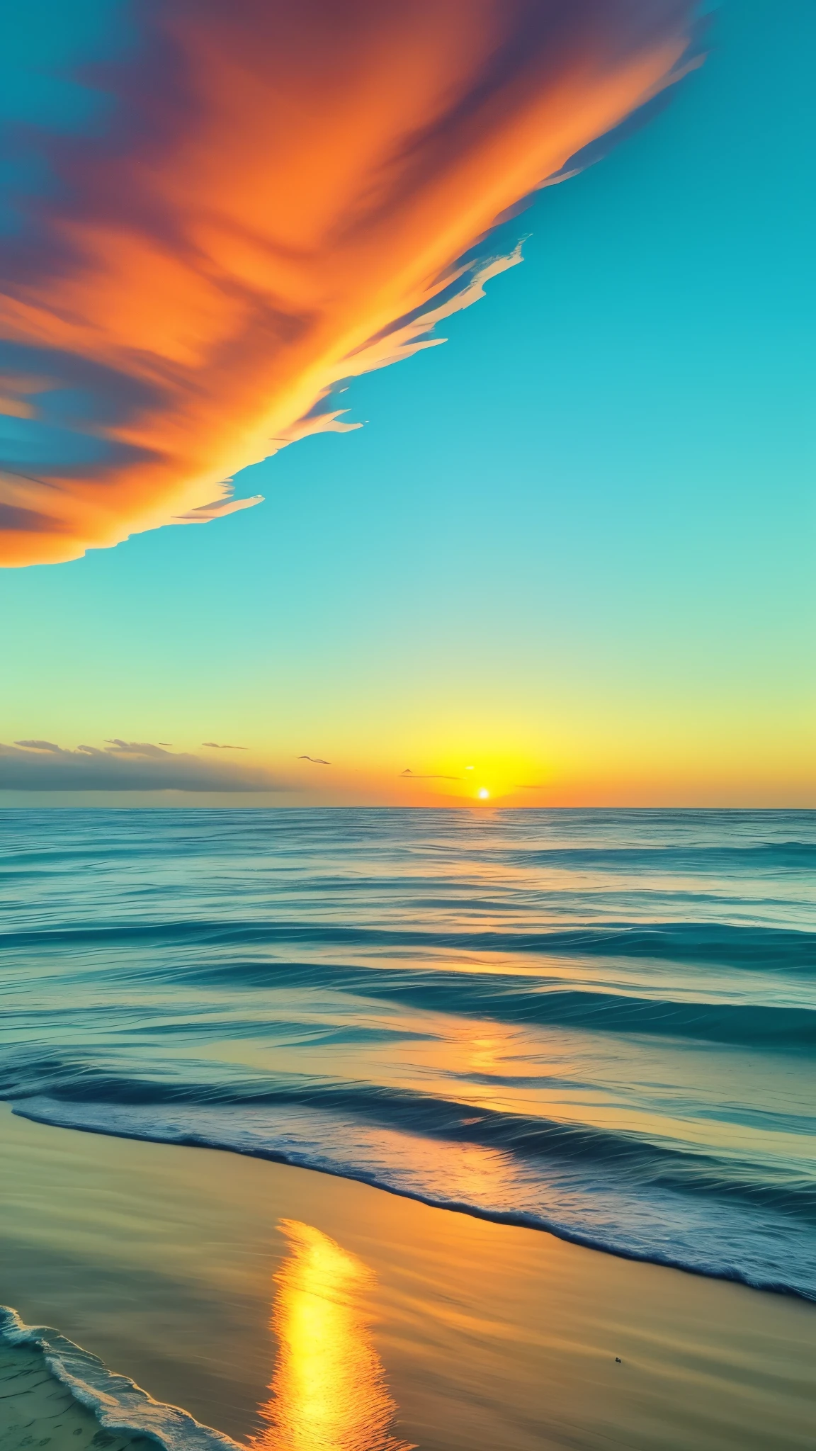beautiful sea、Turquoise Sea、sunset、Sunset