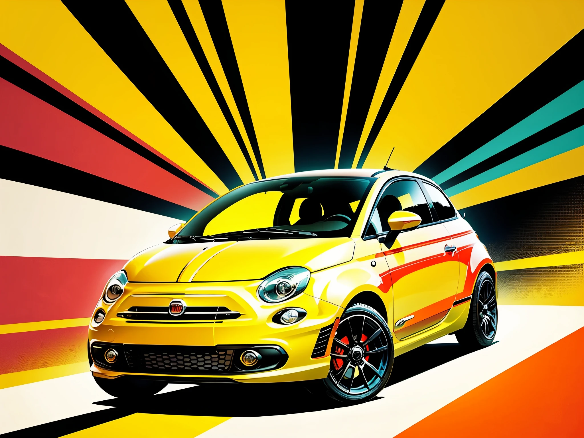 Vector art,Vector Flat,Fiat 500,Drawing a sense of speed,Pop Art