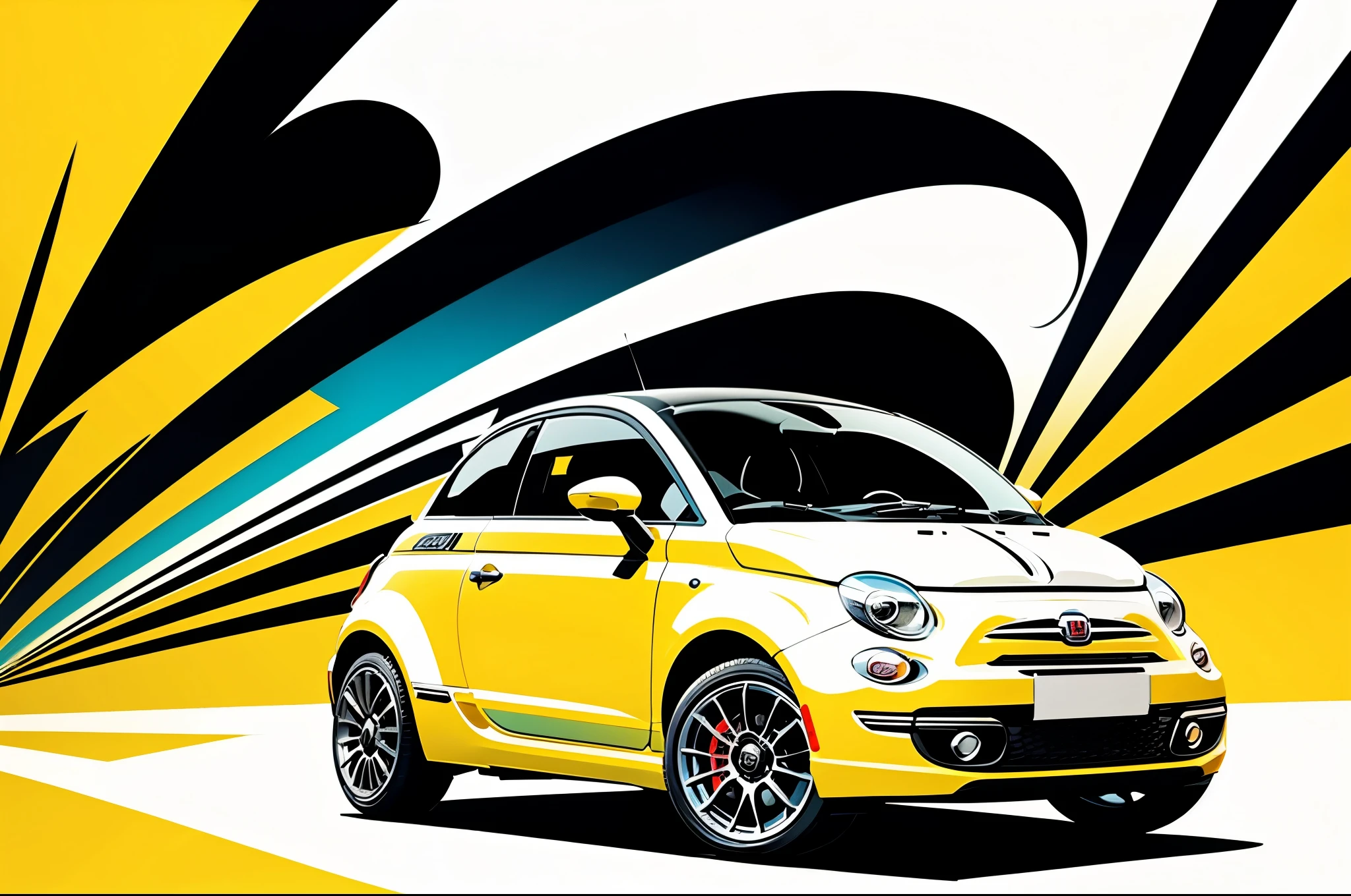 Vector art,Vector Flat,Fiat 500,Drawing a sense of speed,Pop Art