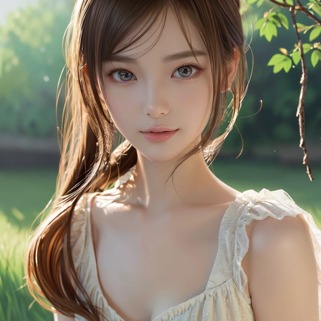 Focus on people。Create and express the best shining composition of the person in a realistic way。((​masterpiece))、(((top-quality)))、((ultra-detailliert))、(A hyper-realistic)、(highly detailed CGillustration)、(extremely delicate and beautiful)、Girl a masterpiece、top-quality、Realistic skin feeling、Realistic fabric、We will introduce a realist illustration focusing on the center front of girls with realistic and ultra-detailed eyes.。This is the absolute rule, and the following sentence expresses the image quality。 The greatest painter in human history meets an unparalleled beauty、It is the greatest masterpiece in the history of the Inuiku Ichigo, which depicts the most beautiful figure of a lifetime.。 Create stunning anime artwork that is currently trending on seaStation、Introducing exquisite beauty and seductive aesthetics。