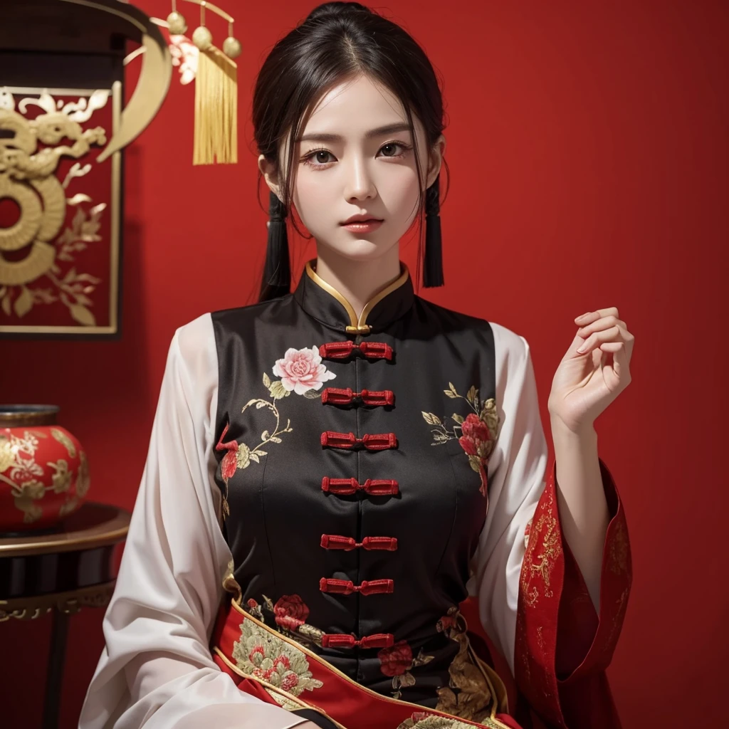 Chinese red,Just the upper body,grace,temperament