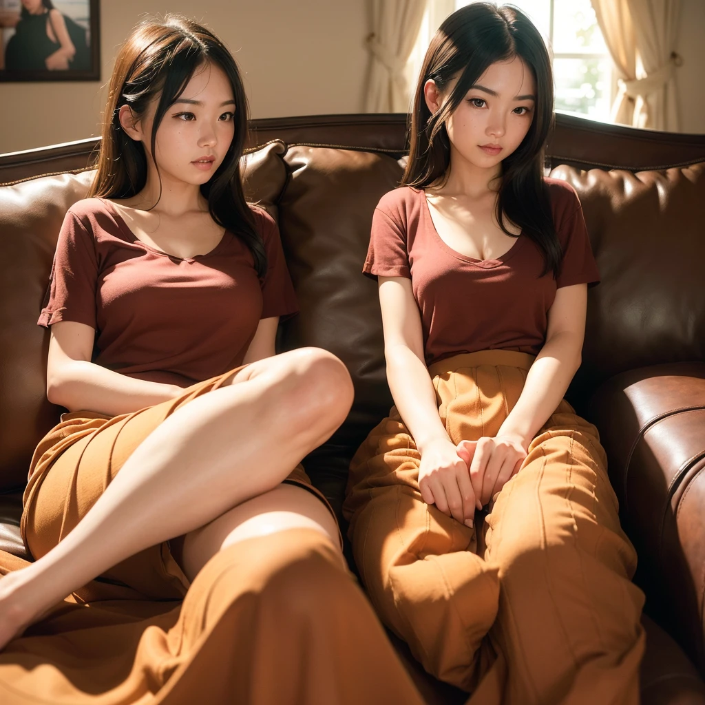 best quality, face focus, soft light, (depth of field) ,ultra high res, (photorealistic:1.4), RAW photo, (moody lighting, night:1.2), bedroom,
(bust-up shot:1.4)
1japanese girl, solo, cute, (shy, smile:1.1), (brown eyes), detailed beautiful face, (midi_hair),
(reclining couch:1.4)
(shirt:1.4,long skirt:1.4)