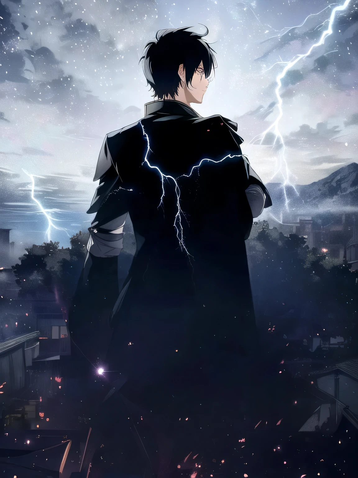 Anime boy with lightning in the background, Hijikata Toushirou of Gintama, Anime Wallpaper, Bad guy anime 8k, Eren Yeager, Anime epic artwork, Kazuto Okada, 4kAnime Wallpaper, Epic anime style, 4k comics wallpaper, Inspired by Masanobu Okumura, phone wallpaper, Ellen Yeager