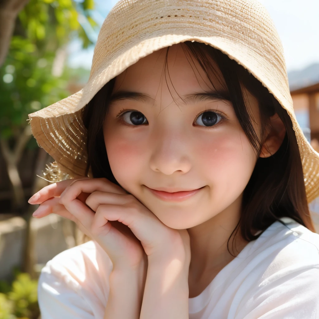 (Beautiful 14 year old Japan woman), Cute Face, (Deeply chiseled face:0.7), (freckles:0.6), Soft Light,Healthy white skin, shy, (Embarrassed face), (Sparkling eyes), 