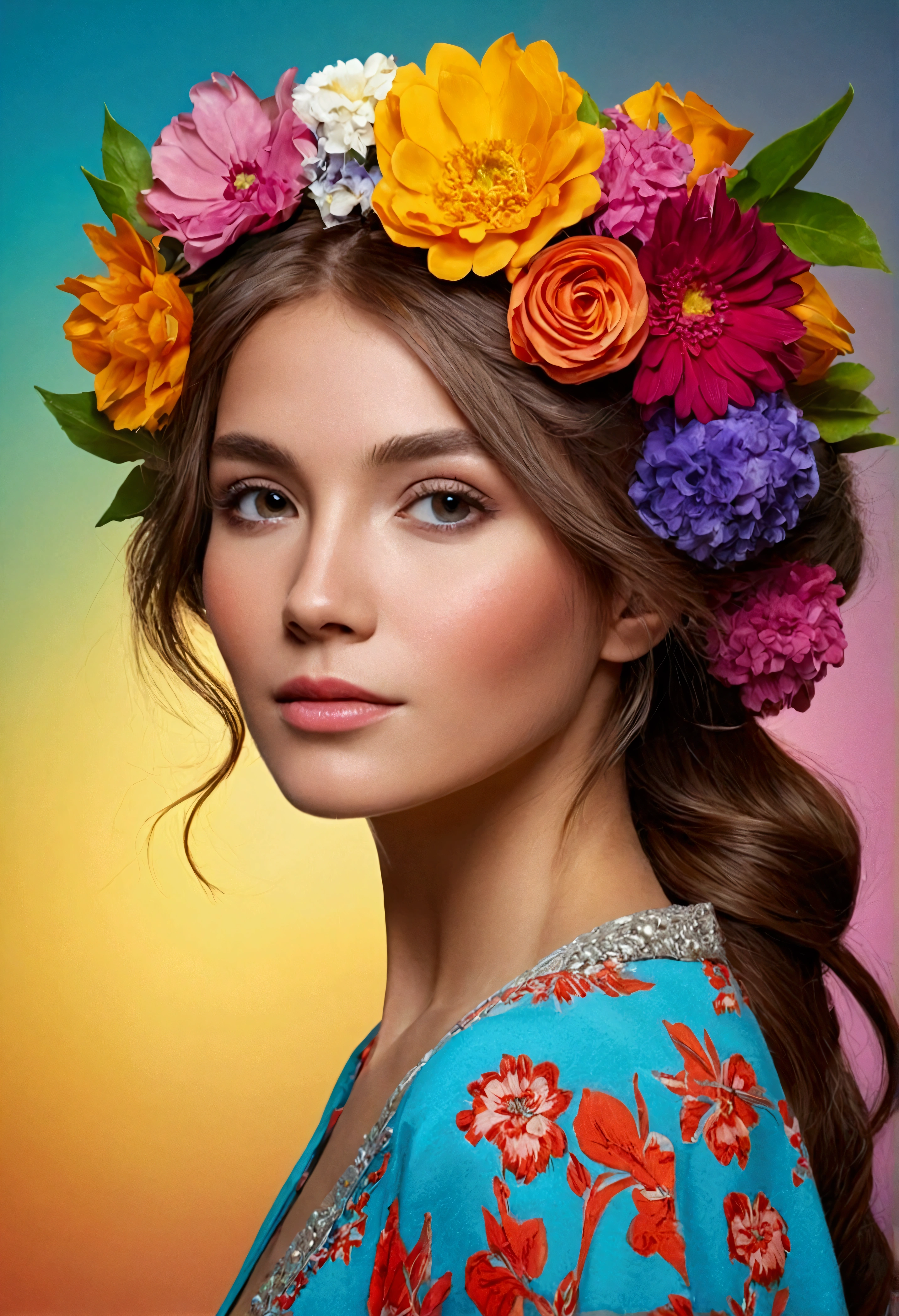 Woman with flowers in her hair