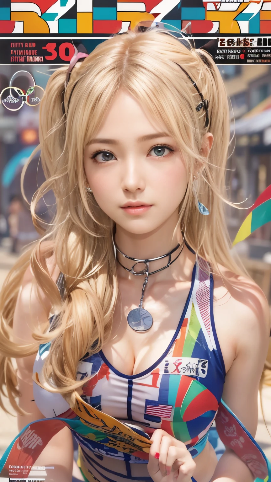 (Sports magazine cover, Olympics Special:1.3), Highest quality, Highest quality, 16K, Unbelievably absurd, Very detailed, 2.5D, delicate and dynamic, city, gold medal, , , , Small pale light and colorful light, Many light sources, 巨大なComplex模様のmagic陣, magic, Small face, Very delicate appearance, Delicate eye depiction, Upper body close-up,, erotic, Dynamic sexy pose, Sexy Woman, Healthy body shape, 19 year old woman, doaxvv_Marie Rose, athlete, Olympian, height: 150cm, big, Hard, Swaying bust, , Very long wavy blonde hair, Twin tails, Full Body Shot, Glaring at the camera, look up, Lure, Complex, Olympic Team, uniform, Green tight skirt, , Brown Loafers, independent