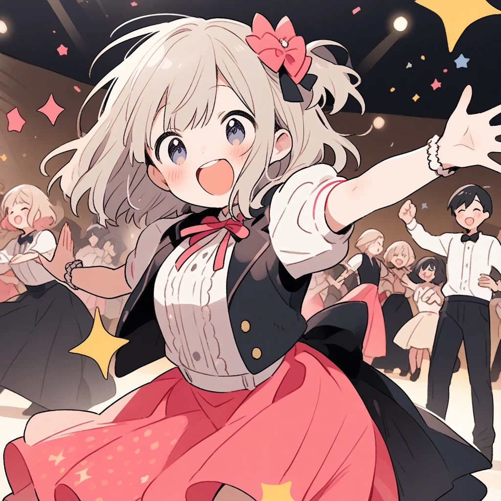 Girl dancing at the ball, 2D illustration, cute, Joyful, ＪＫ
