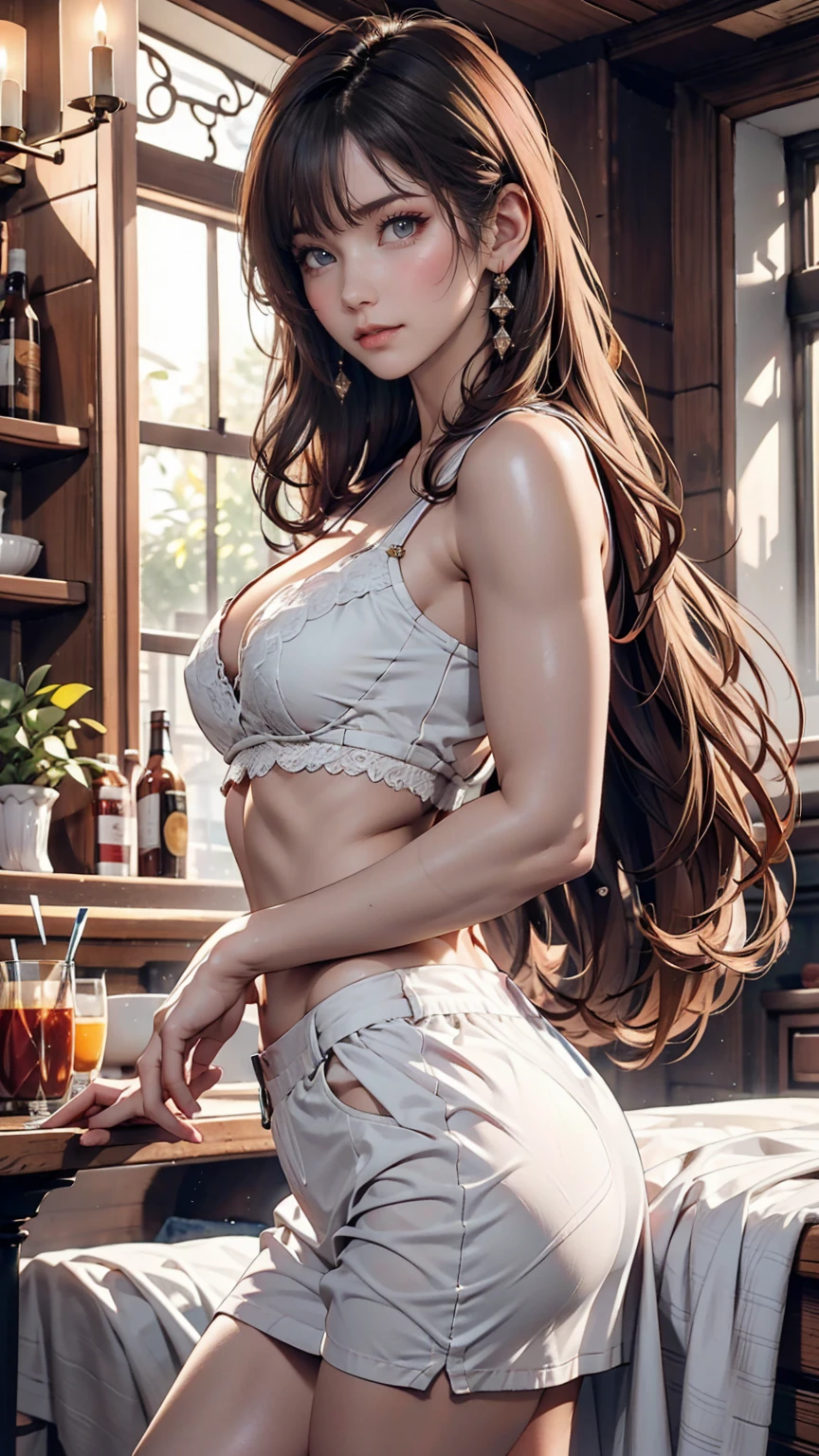 24-year-old female、Under Top Boo Boo、Lower milk visible、Low-rise tiletto heels