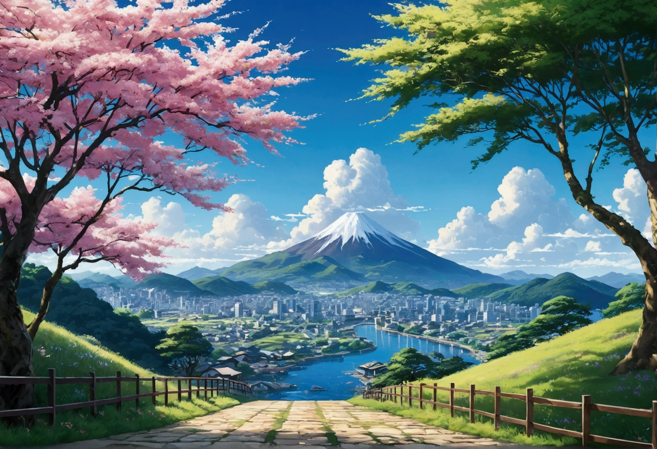 Illustration of your name 8K image quality beautiful landscape background Taki and Mitsuba