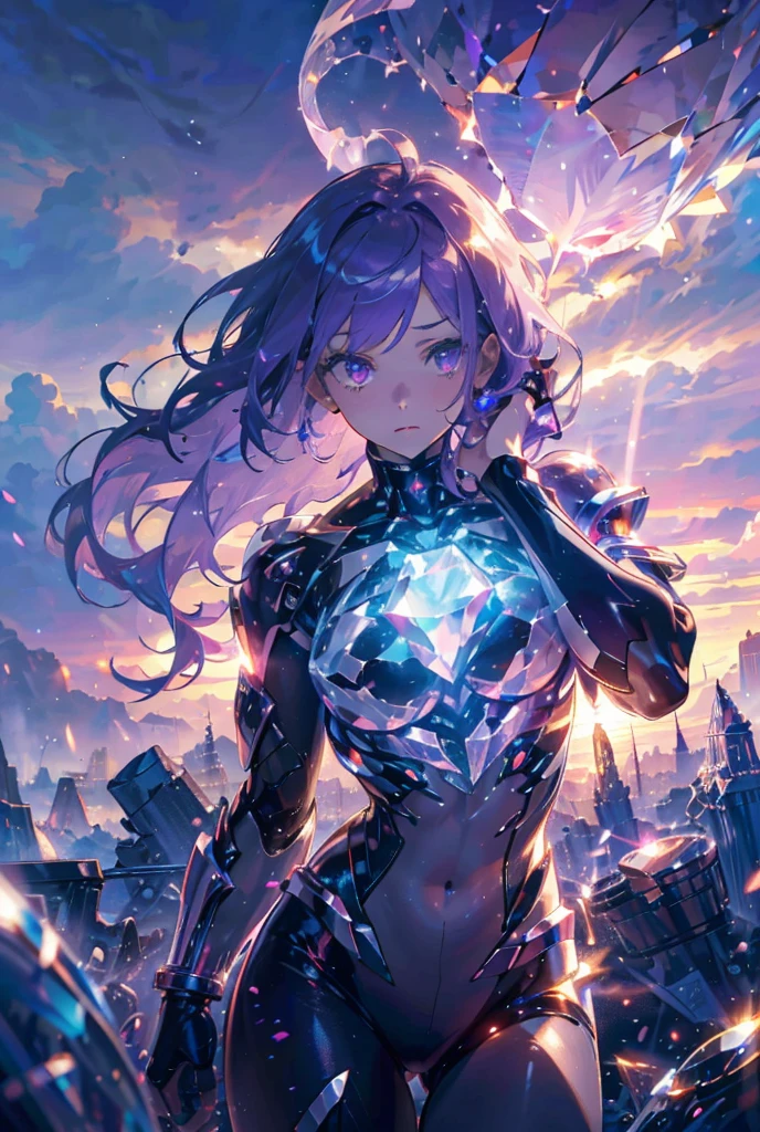 purple hair, shiny hair, crystal hair, Surrealism, anime, backlighting, 8k, super detail, UHD, retina, accurate, anatomically correct, textured skin, super detail, high details, high quality, award winning, best quality, highres
"Create an AI-generated image of a girl with purple hair, evoking destruction and regeneration. Set the background to represent a world of black and white."