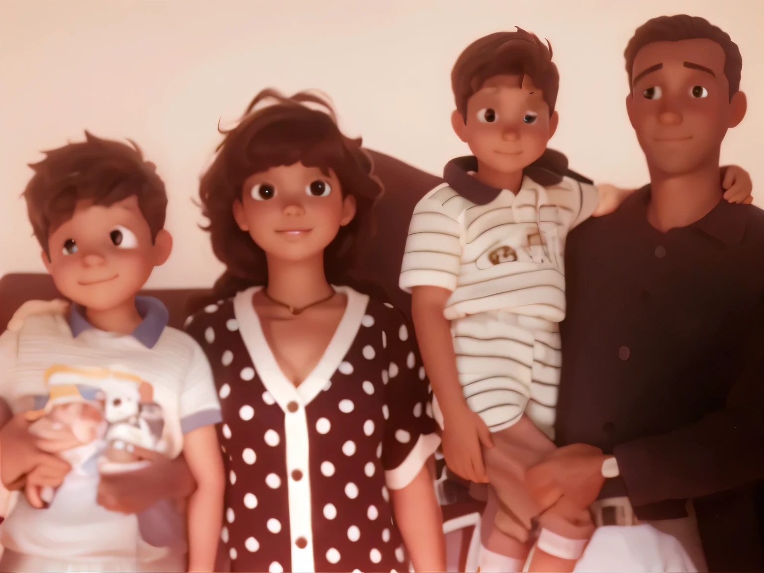 a loving mother and father holding their two young sons, beautiful detailed eyes, beautiful detailed lips, extremely detailed eyes and face, long eyelashes, warm family portrait, parent  bonding, affectionate embrace, soft lighting, muted color palette, cinematic composition, masterpiece, 8k, highres, hyper detailed, photorealistic, studio lighting, natural lighting, vibrant colors, intricate details, emotive, intimate, tender, heartwarming