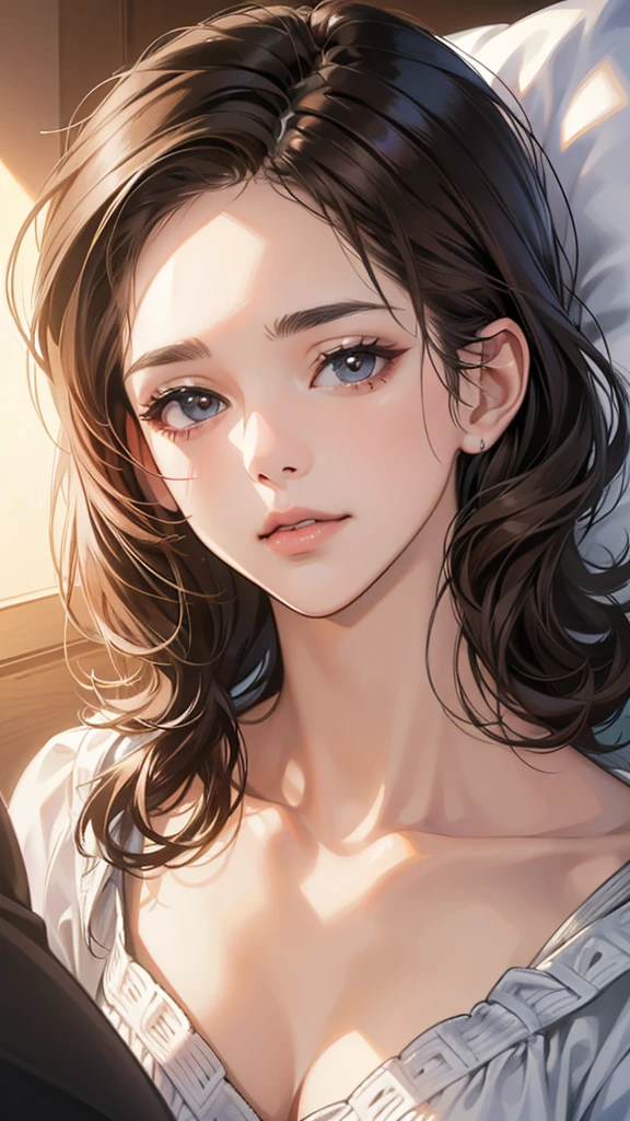 (masutepiece, Digital Art, Digital Illustration, 4K, 8K, Ultra-detailed, beautiful image, Sharp Image, Photorealistic, Raw photo, Perfect face, Perfect lines, Perfect eyes, Soft lighting) , a couple, 1 girl 1 boy, Hair color is different, Medium brown hair and brown eyes, Short black hair and gray eyes, Romance, Lie on the ground, Lip touch
