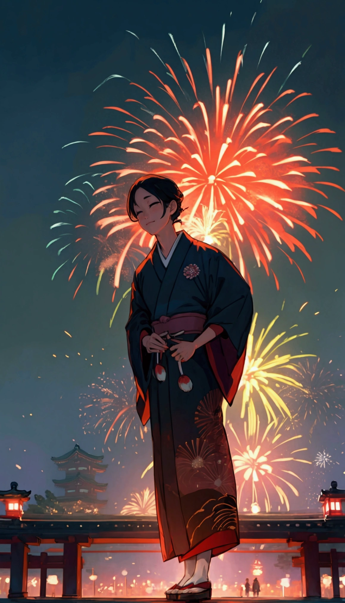 Japan Fireworks Festival;Prosperous city crowds