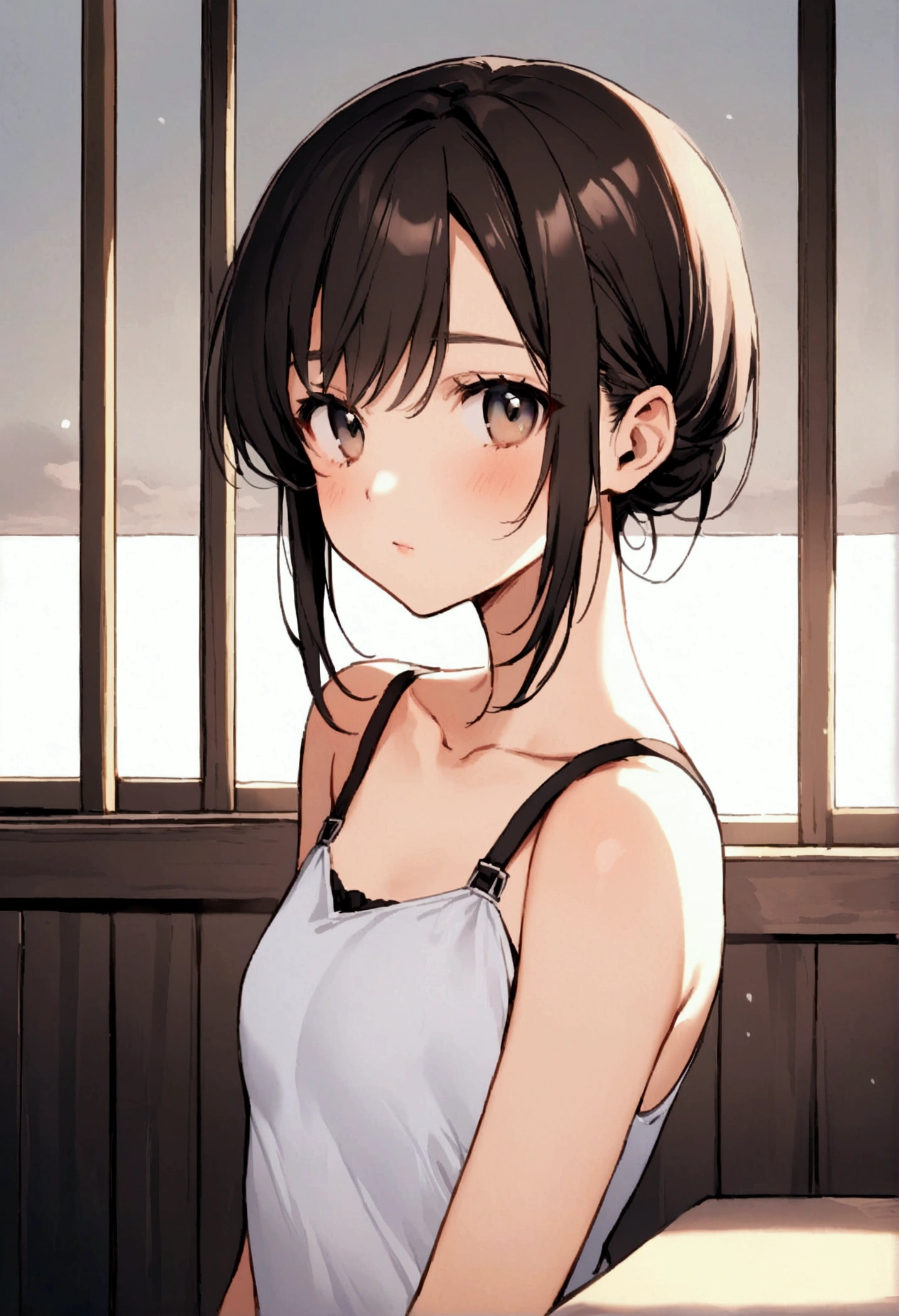 Dark-haired teen 20 years old, Thin top model