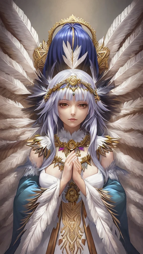 *Beautiful woman *Dress made of feathers *portrait *goddess *sacred *appropriate *anime *waifu *anime girl