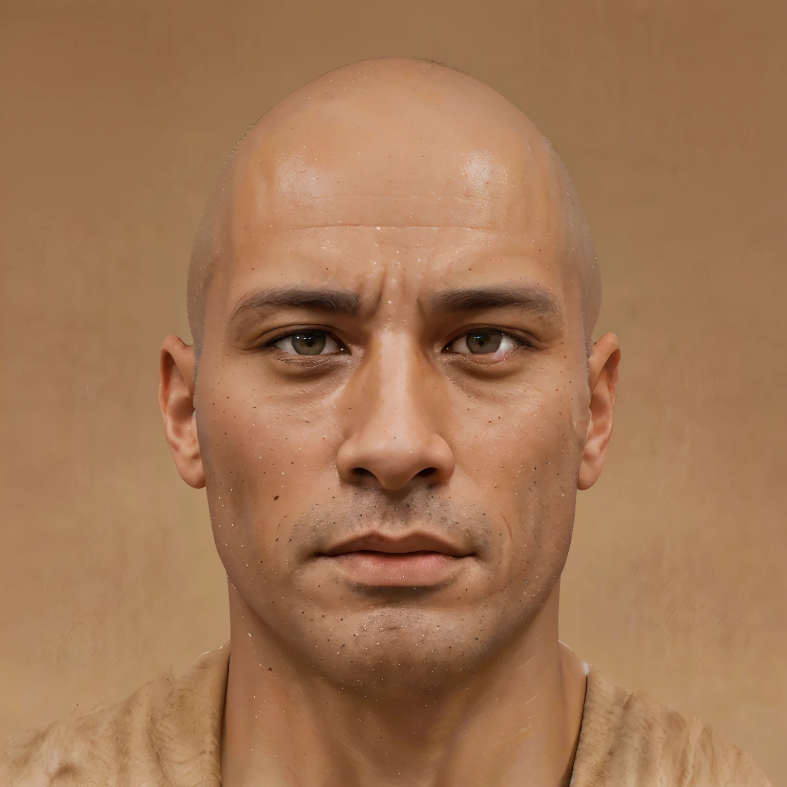 arafed man with a bald head and a balding face, realistic face and body hybrid, hyperrealistic face, extreme detailed face and body, face as of dwayne johnson, face very realistic, photorealistic facial features, symmetrical face concept art, real human face with skin, human face realistic, realistic human face, face morph, ribbed man face portrait