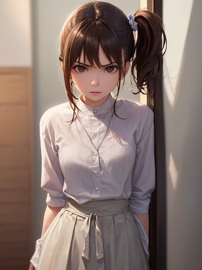 (Highest quality、8k、32K、masterpiece)、(Realistic)、(Realistic:1.2)、(High resolution)、Very detailed、Very beautiful face and eyes、(((Women's Solo Shot)))、Tight waist、(Highest quality、Attention to detail、Rich skin detail)、(Highest quality、8k、Oil paints:1.2)、(Realistic、Realistic:1.37)、Bright colors、(((Cowboy Shot)))、(((Bob Hair)))、(((Medium Hair)))、(((Side Ponytail)))、(((I'm a little angry)))、(((Brown Hair)))、(((Wearing a high school girl's sailor uniform)))、(((Black mini skirt、Pleated skirt)))、(((Schoolyard at dusk)))、(((Arms crossed、Standing with your legs apart、)))、(((Orange sky)))、
