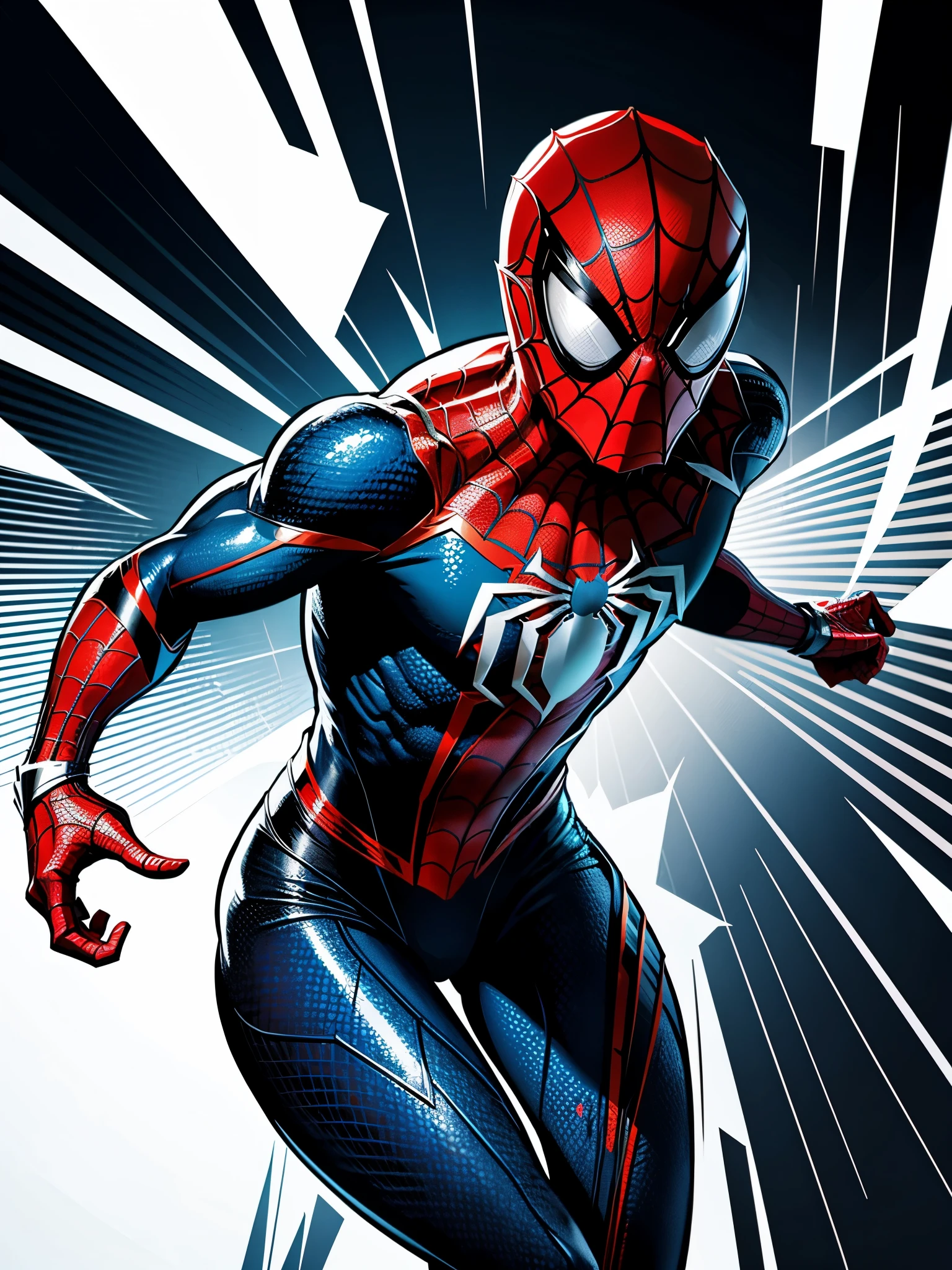 Vector art,Vector Flat,Dynamically expressing Spider-Man through cutting-edge pop art