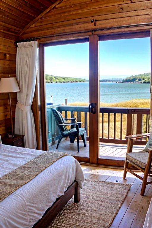 A bedroom with a beachy ambiance in the style of Cottage with a view.